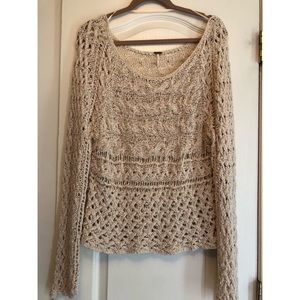 Free People Beige Crochet Sweater